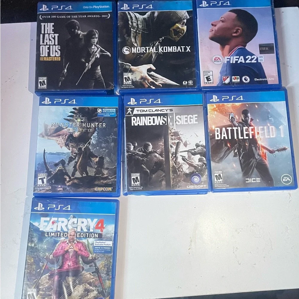 PS4 and Monitor with games